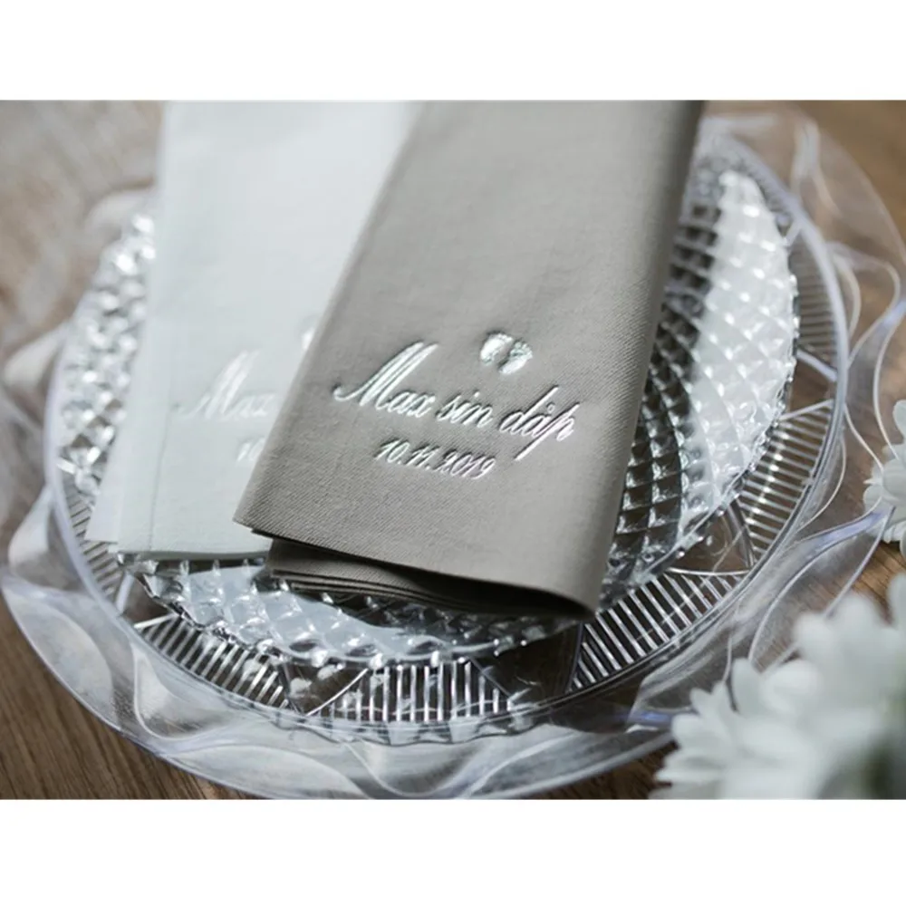 Продажа Индивидуальный логотип любой текст Baby Shower свадебные душевые салфетки Bedruckte Servietten персонализировать день рождения салфетки для ужина