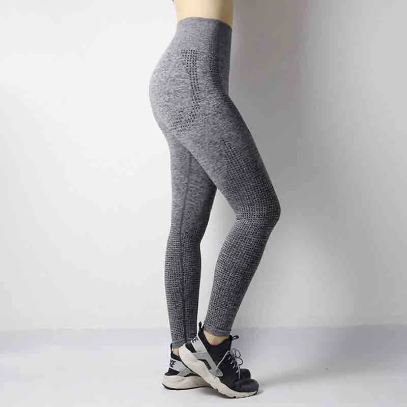 GRAY LANTECH женские Леггинсы для йоги, спортивные штаны, спортивная одежда для бега, эластичные леггинсы для фитнеса, тренажерного зала, компрессионные колготки с высокой талией, бесшовные - Цвет: GRAY