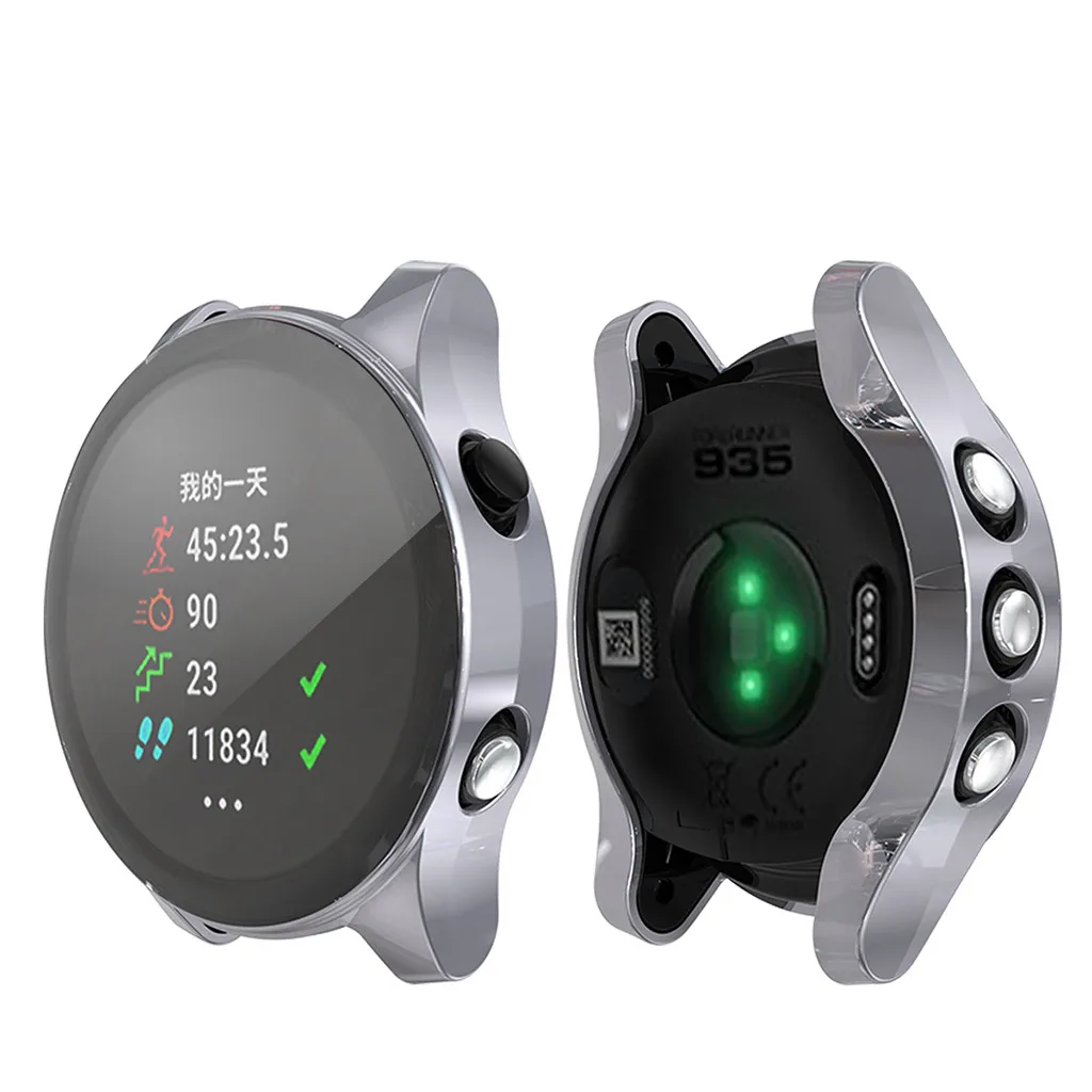 Серый Защитный чехол для экрана Garmin Forerunner 935 945, мягкий ТПУ, ультратонкий HD прозрачный чехол, умные часы, противоударный корпус - Цвет: Серый