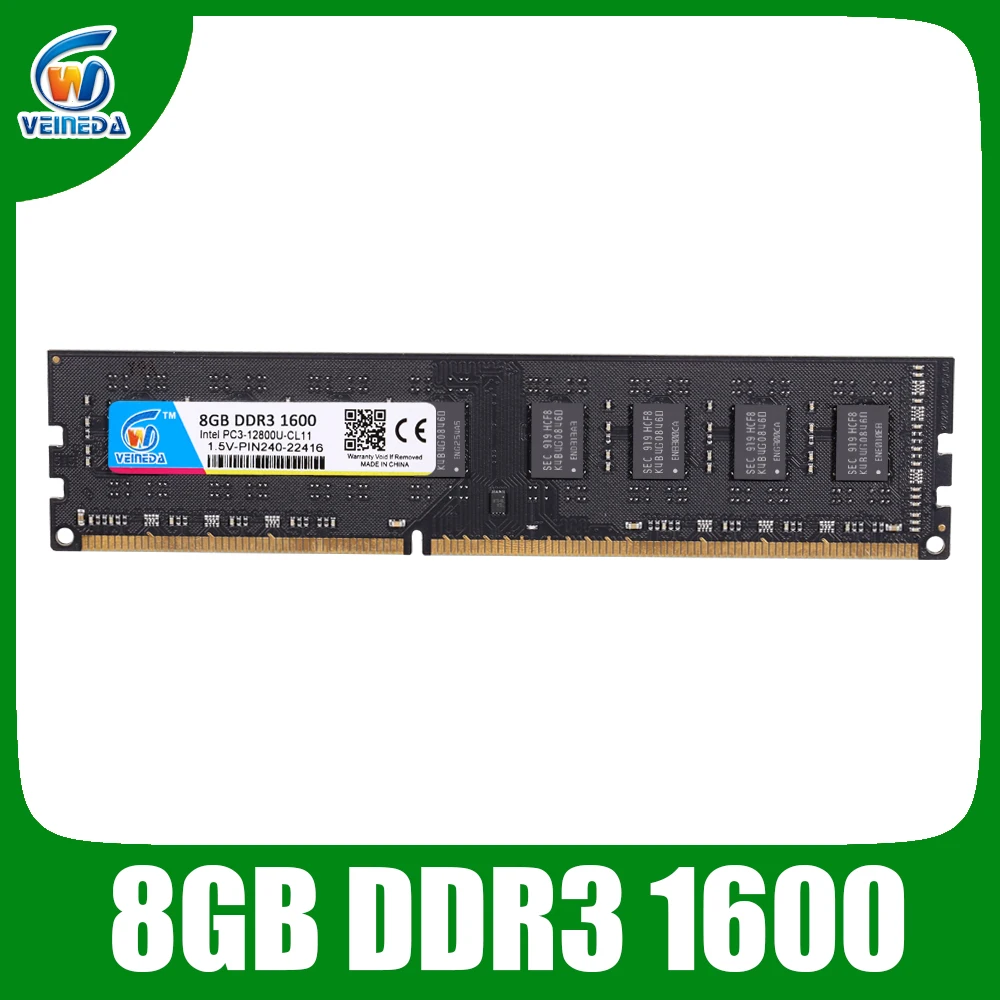 Новая оперативная память VEINEDA DDR3 8 ГБ 4 Гб 1600 дюйма фонарь памяти 240pin 1 5 в для всех