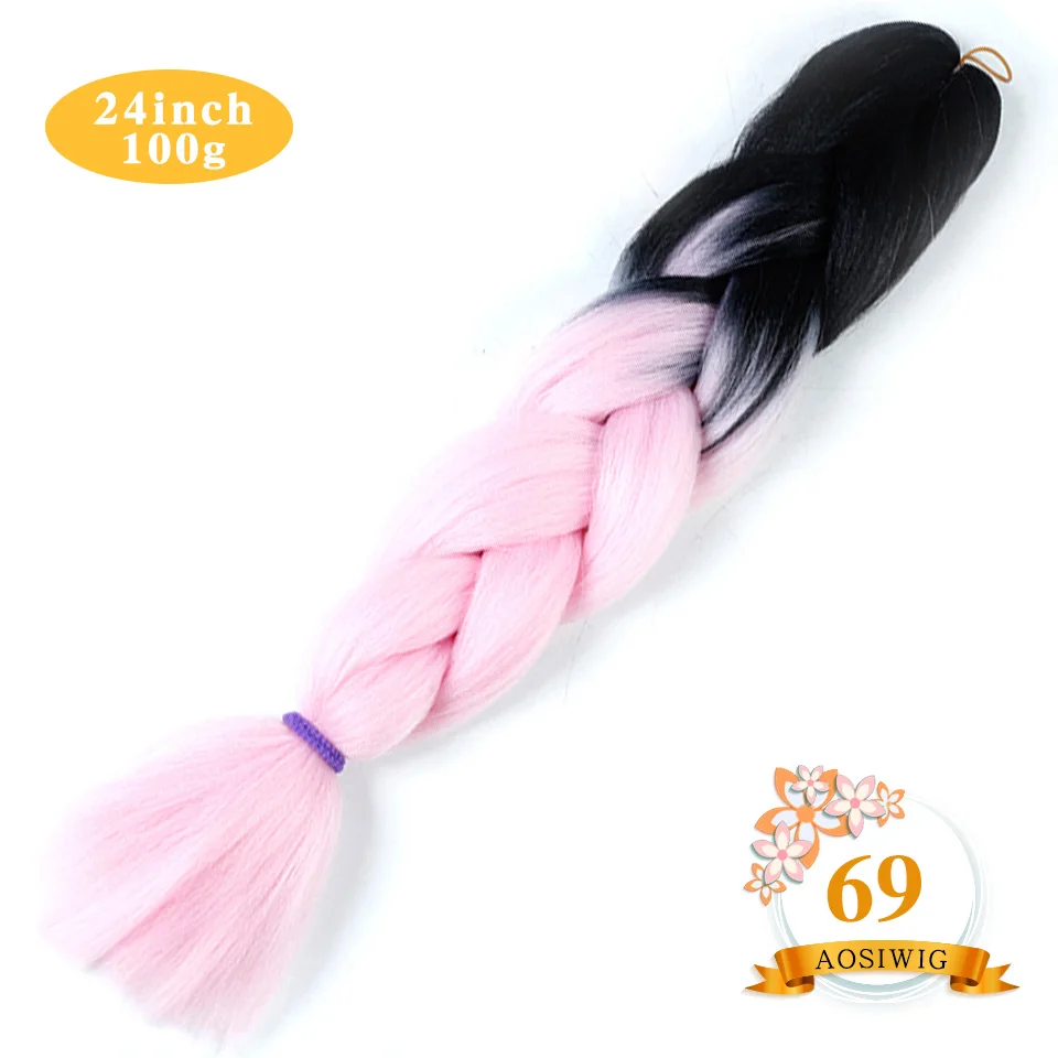 AOSIWIG 2" Ombre Jumbo синтетические плетеные волосы крючком 100 г/упак. афро оптом розовый синий фиолетовый синтетические волосы - Цвет: # 99J