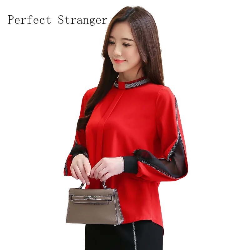 

Plus Size S-3XL 2020 Spring New Arrival High Quality Stand Collar Long Sleeve Women Chiffon Blouse