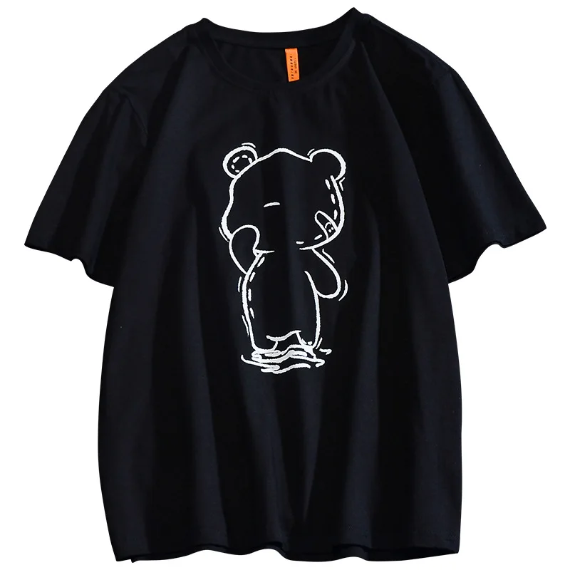 

Unisex Summer New Cute Little Bear Printed T-shirt Men Short Sleeve Cotton Tees Cartoon Anime Harajuku Streetwear Women Fashion