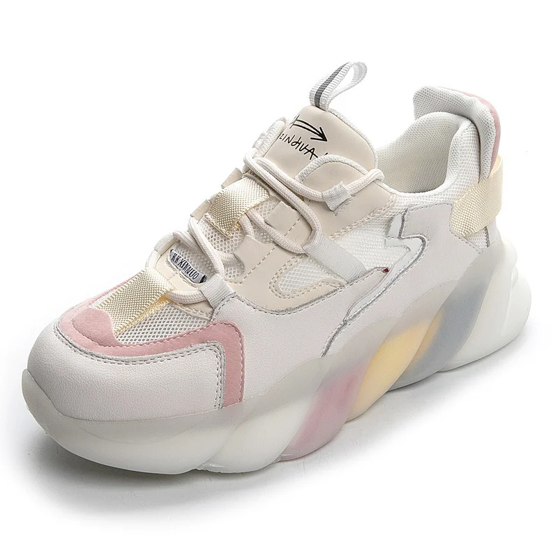 

Women's Sports Shoes Chunky Sneakers 2021 Woman Shoes Mesh Breathable Vulcanized Running Soles Rainbow Platform Footwear