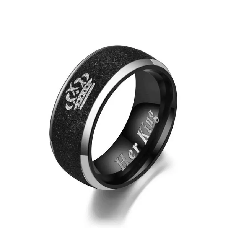 Титановая сталь изысканный черный жемчуг песок Корона его королева ее король