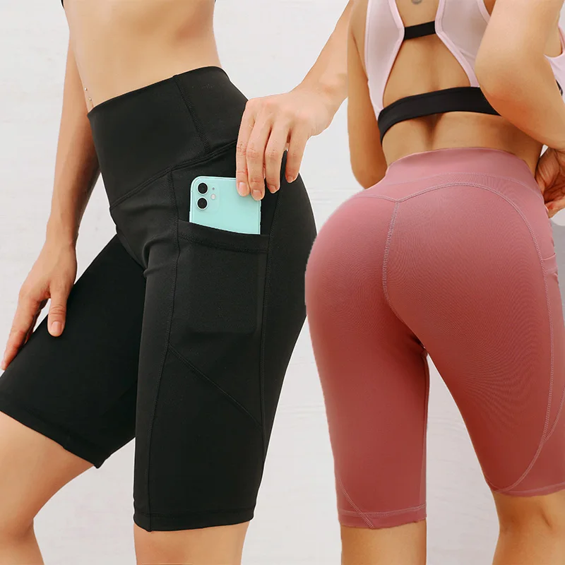 Шорты женские для фитнеса с завышенной талией бесшовные спортивные бега