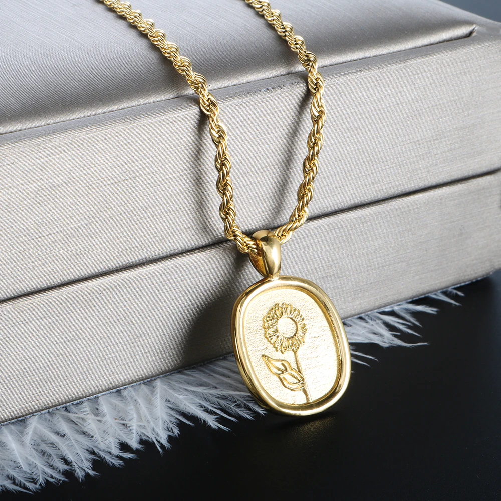 Винтажная подвеска ZMFashion с матовым цветком для женщин и мужчин ожерелье из