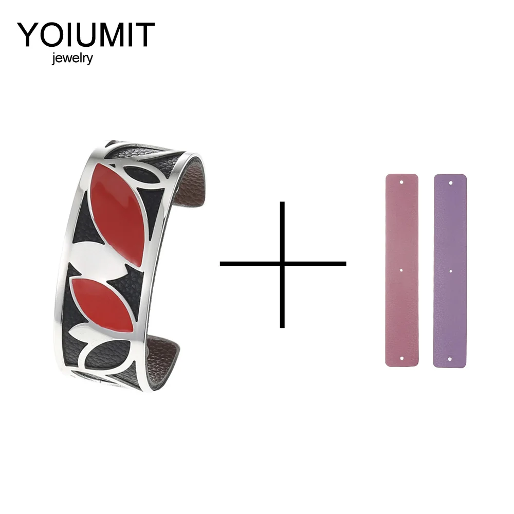 Cremo DIY серебряный браслет, эмалированный браслет, браслеты из нержавеющей стали, двусторонний сменный кожаный ремешок, Femme Manchette Pulseras
