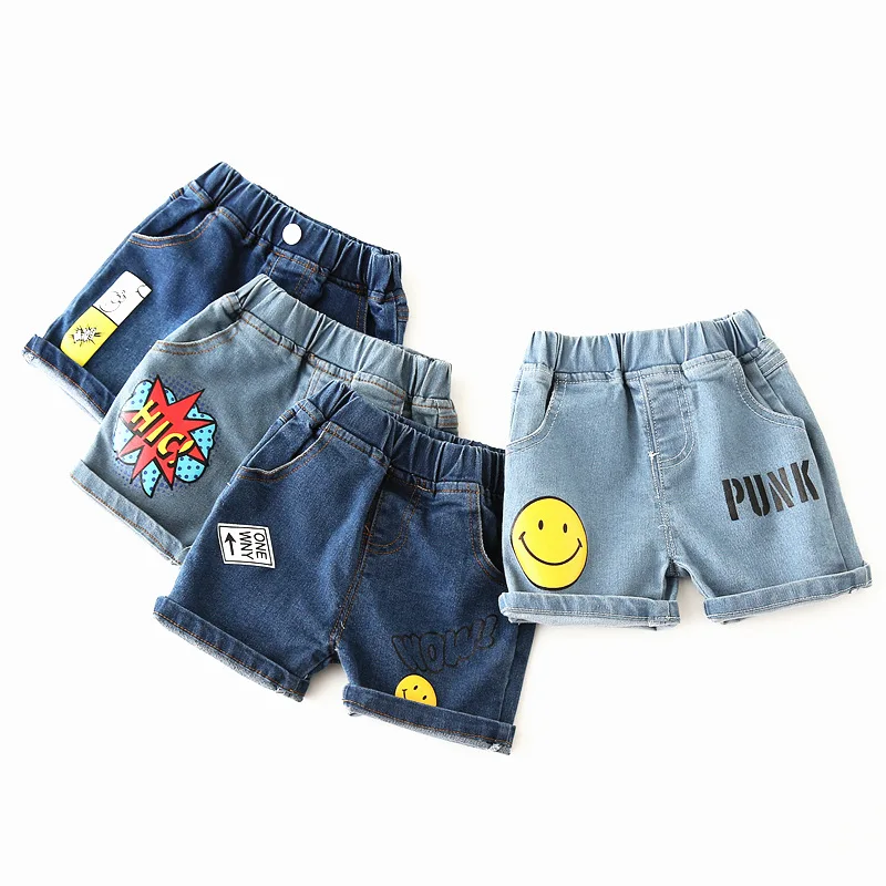 Шорты для маленьких мальчиков Джинсовые штаны с мультяшным принтом детские