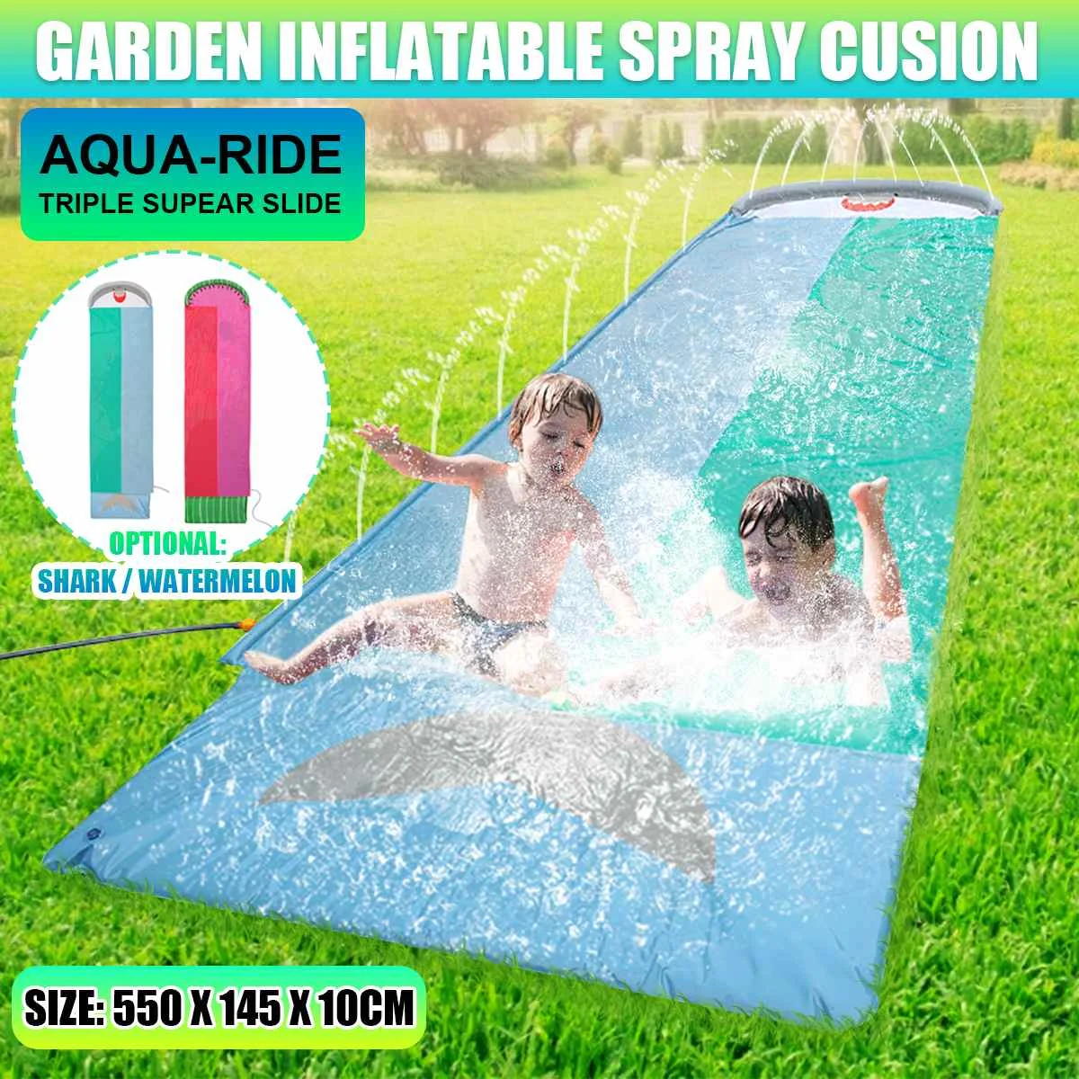 

550x145x10cm Water Skiing Summer Water Toys Outdoor Grass Inflatable Spray Slip Sheets Surfboard Mat Children Adult Toys