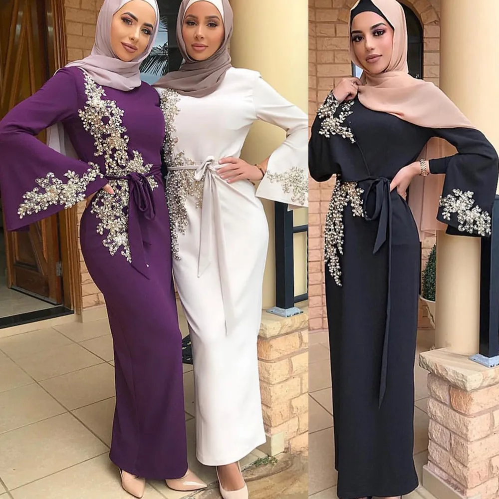 Элегантное мусульманское платье-абайя с вышивкой, платья, кардиган, кимоно, длинное платье, платья, Юба, Ближний Восток, Рамадан, ИД-исламски...
