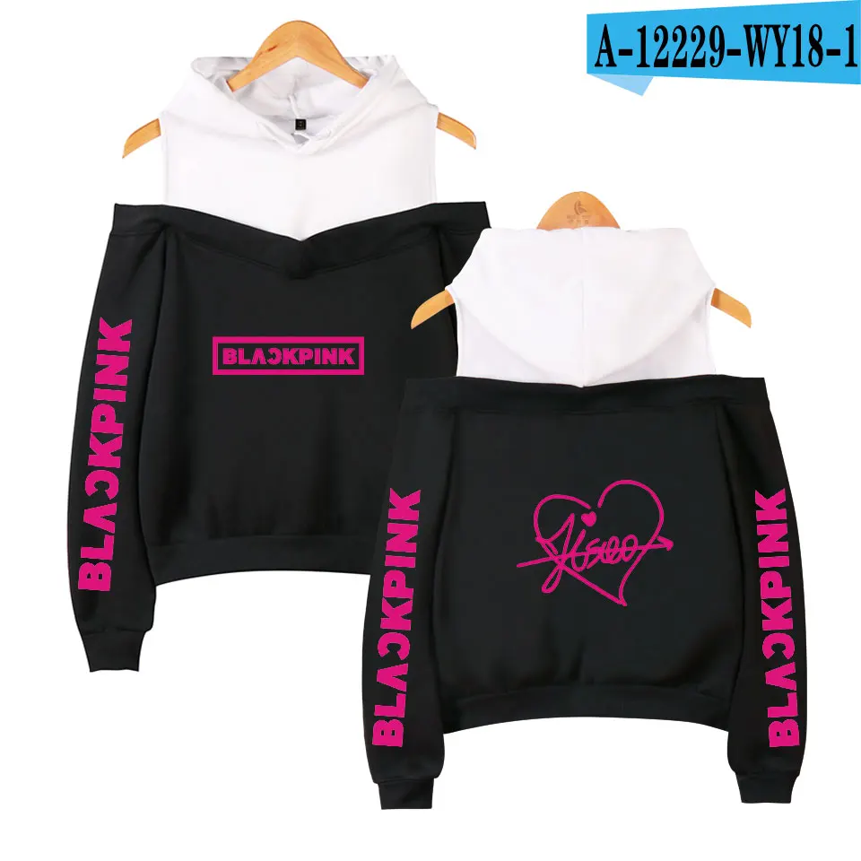 black Сексуальные модные черные розовые толстовки женские Kpop толстовки с принтом Blackpink женские толстовки без бретелек хип-хоп толстовка - Цвет: black