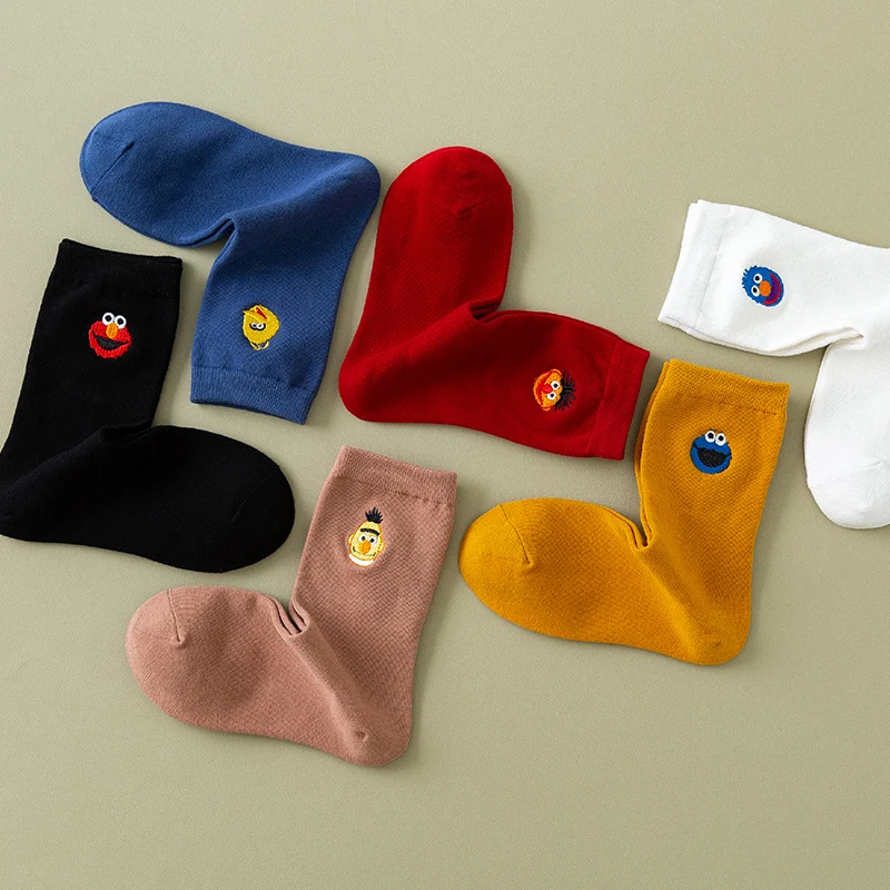 Новинка Женские милые хлопковые носки Забавные с вышивкой в виде улыбки для