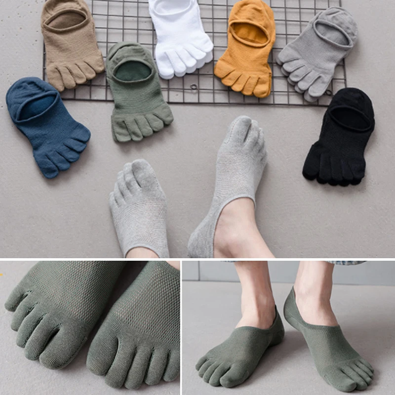 

1pair Summer Men Five Finger Socks Cotton Fashion Toe Socks Invisible Nonslip Ankle Breathable Anti-skid Boat Socks Women