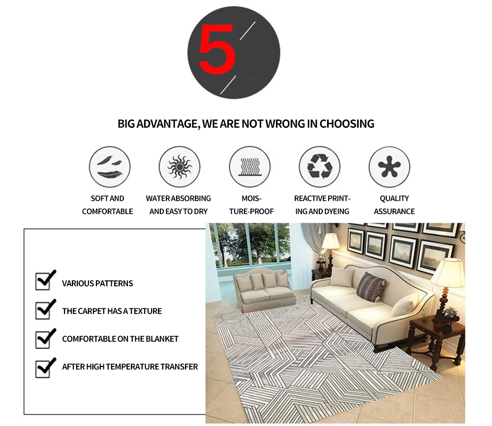 

Modern Nordic Geometric Carpets for Living Room Decoration Big Size Rug Office Hotel Home Carpet INS Popular Bedroom Floor Mat
