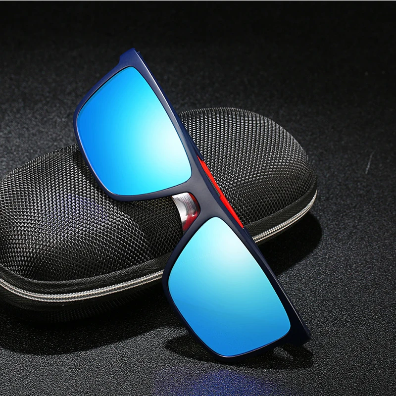 

FEISHINI Brand Blue Lens Plastic Sunglasses Men Square Polarized Night Vision UVB Fashion Driving Sunglass For Woman 2020 HOT