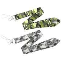 fashion camouflage printing keychain neck lanyard with webbing ribbon machine rope long badge camera rope hanging neck lanyard