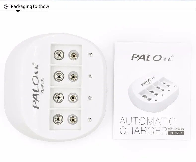Palo супер быстрый Мощность 4 слота 9V Батарея Зарядное устройство для детей в возрасте от 9v 6f22 литий-ионная аккумуляторная батарея светодиодный дисплей умная зарядка