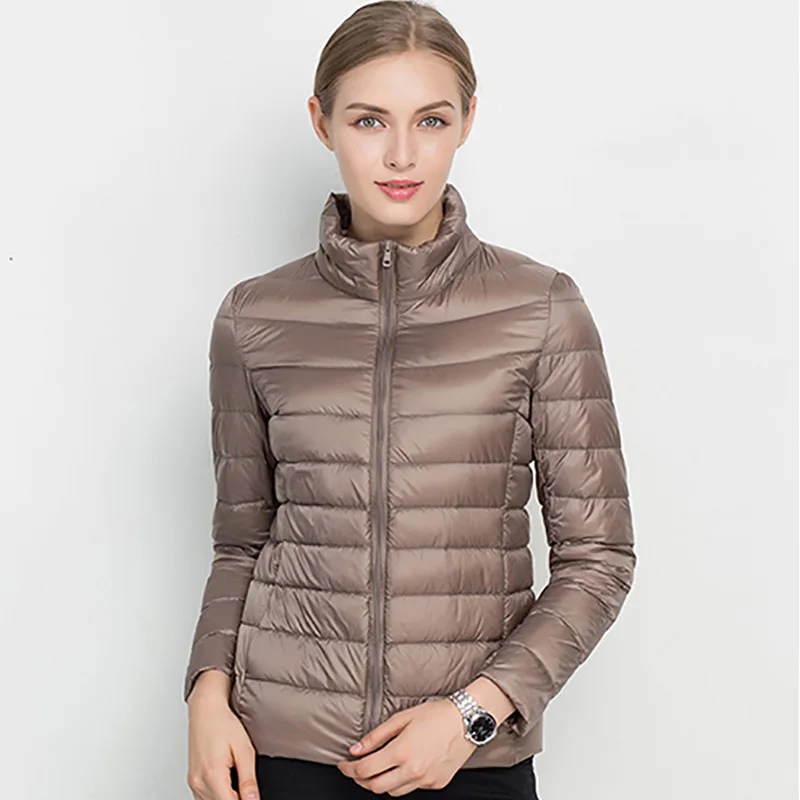 Зимняя женская ультра легкая пуховая куртка 90% утиный пух Повседневная бомбер