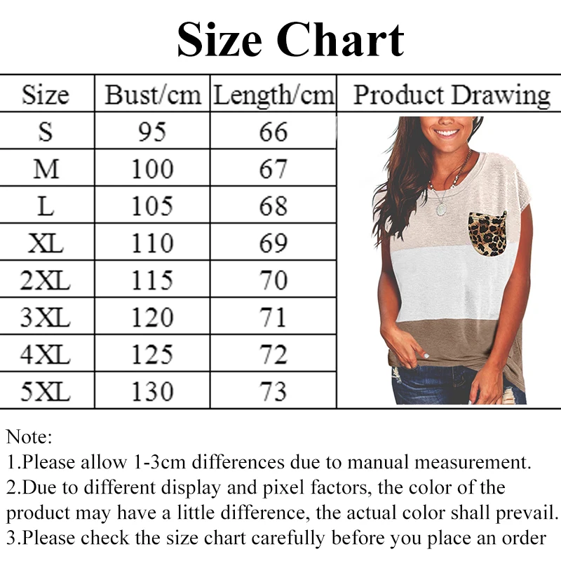 

2021Summer Women's T-shirt Color Matching Jacket Pocket Leopard Print Casual Short-sleeved Pullover Loose Mid-length Women's Top