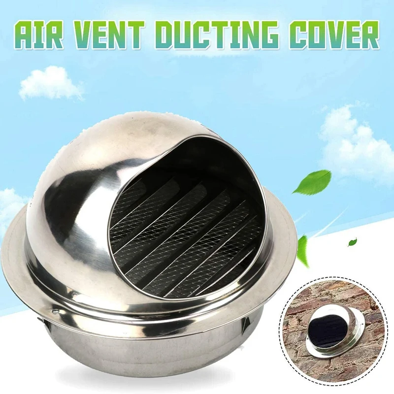 

6-Inch 304 Stainless Steel Vent, Round Vent, Grid Duct, Outer Spherical Wall Outlet, Wall-Mounted Exhaust Hood Vent