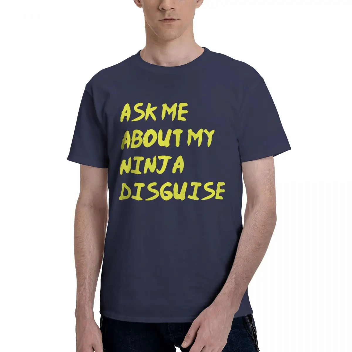

Ninja Flip Essential T-Shirt Men's Vintage Tees Short Sleeve Round Neck T-Shirt Cotton Printed Clothes