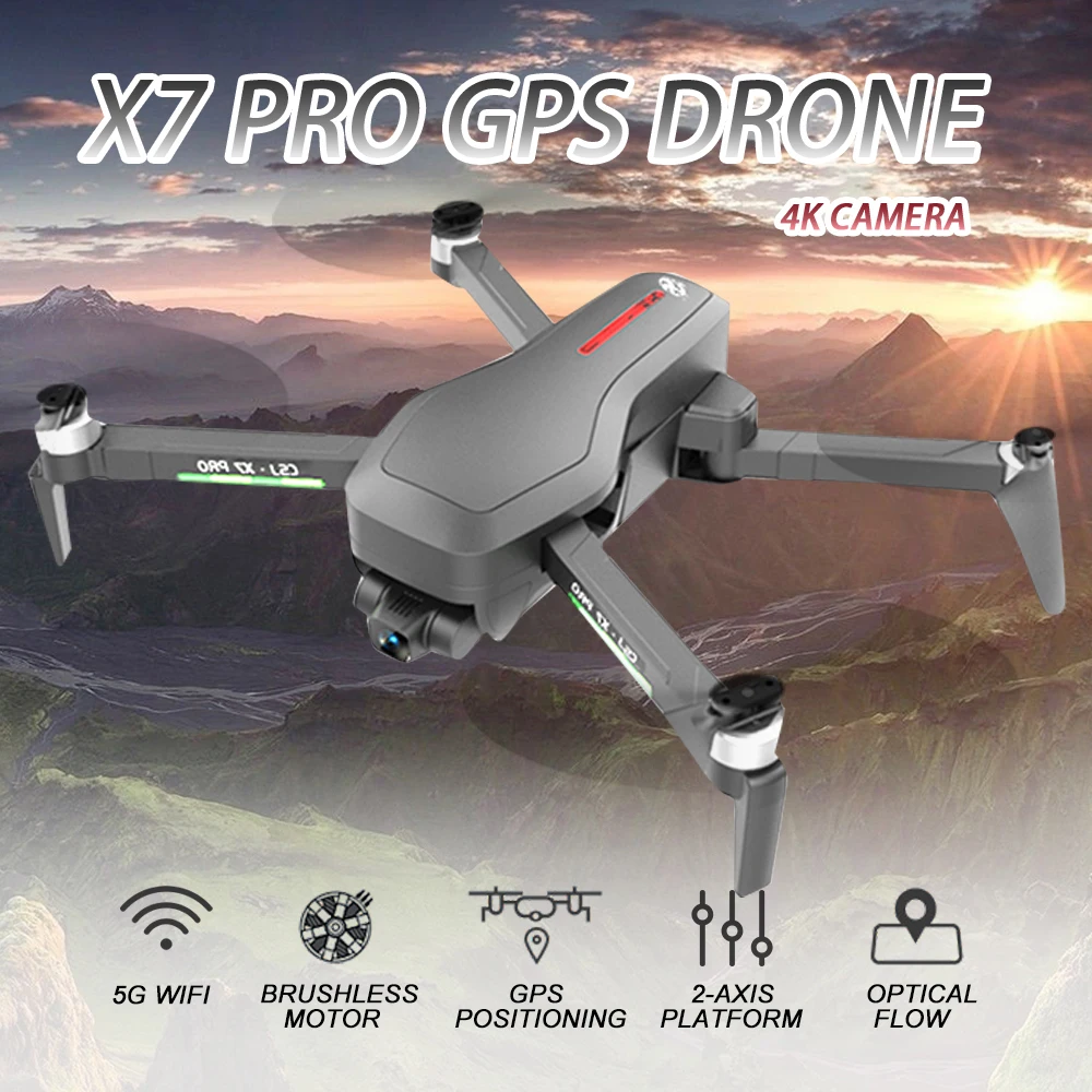 Профессиональный Радиоуправляемый квадрокоптер X7 Pro с HD камерой 4K 2 осевой мини