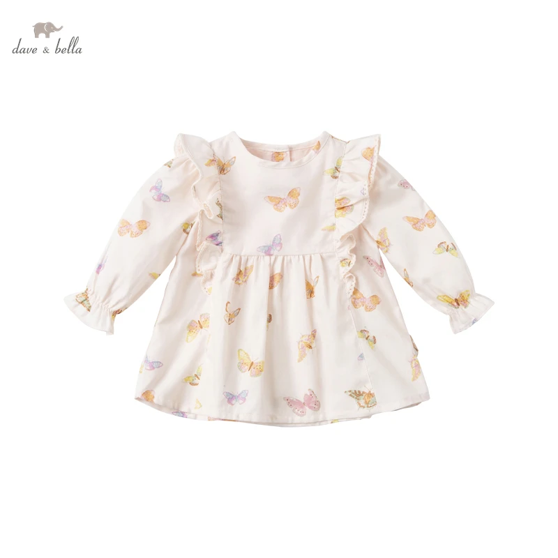 

DBZ16658-1 dave bella spring baby girls cute ruched cartoon print T-shirt children tops girl kids fashion tees