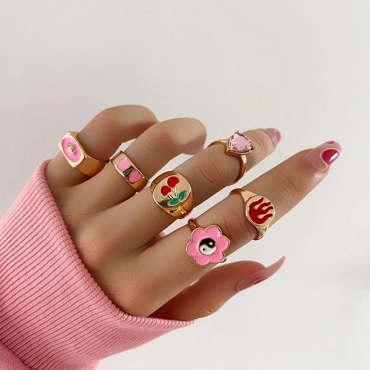 6 шт. женские кольца в стиле панк эмо | Украшения и аксессуары