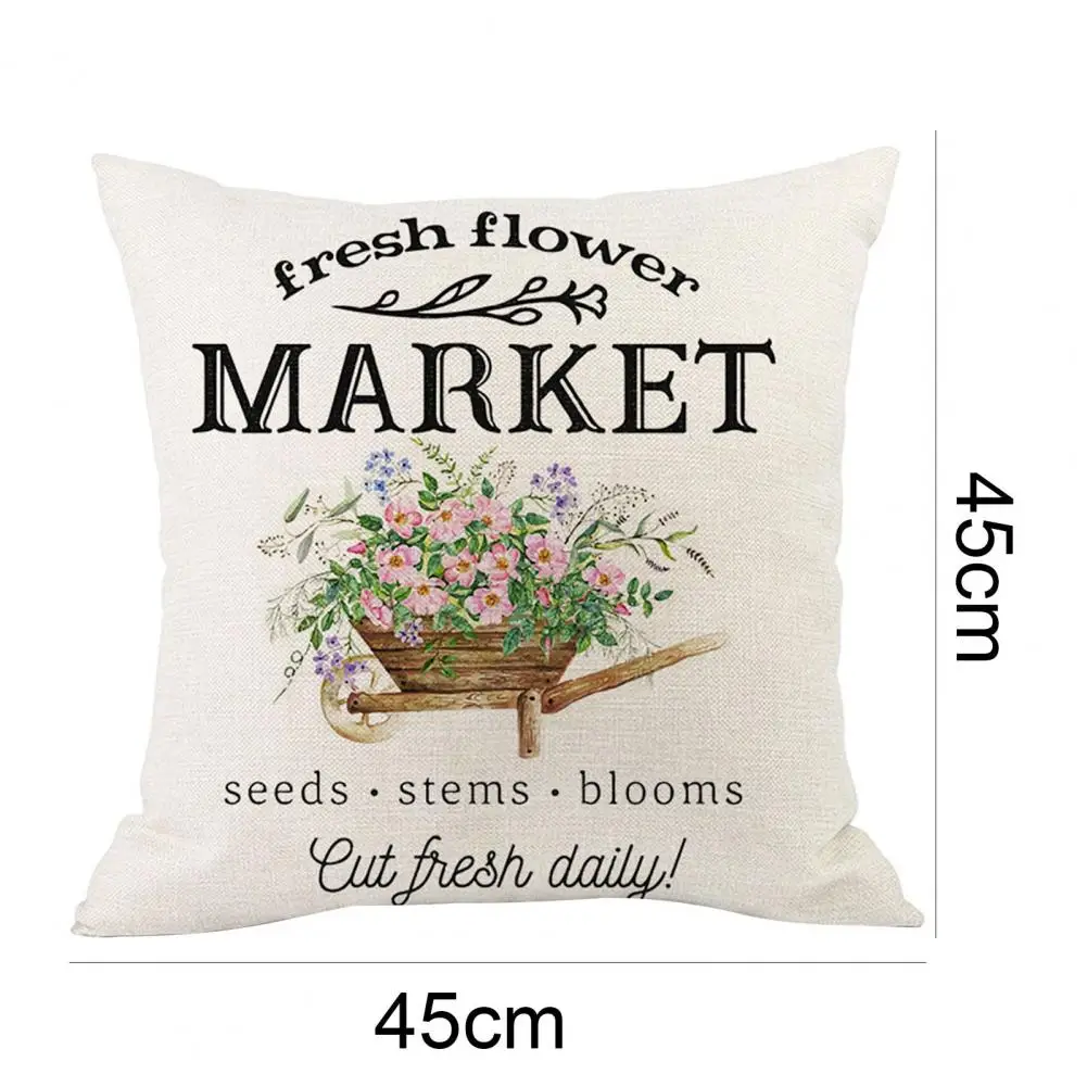 

Pillow Case Soft Sweat Absorption One-side Printed Bicycle Flower Trunk Waist Throw Pillowslip for Home