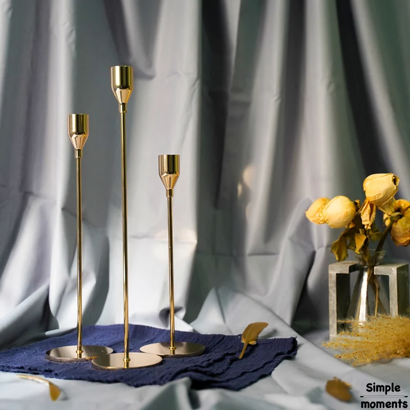 

Simple Moments Modern Style Gold Metal Candle Holders Wedding Decoration Bar Party Home Decor Candlestick
