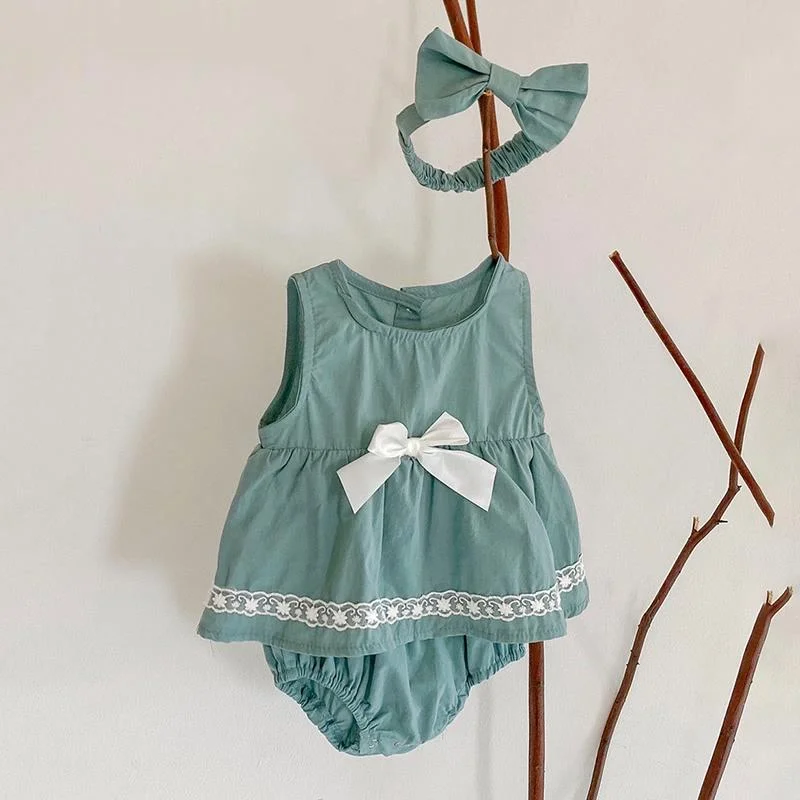 Детский комбинезон с бантом Melario Повседневный Симпатичные боди повязкой на