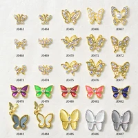 100pcset 3d alloy butterfly nail design nail art butterfly for phone case accessories je463 487 diy manicure rhinestones decor