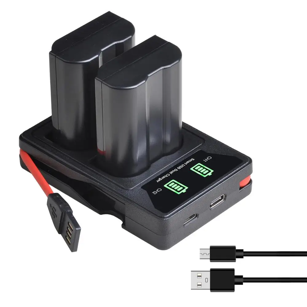

1900mAh EN-EL15 EN-EL15A Battery + LED Built-in USB Dual Charger for Nikon D500 D600 D610 D750 D7000 D7100 D7200 D800 D800E D810