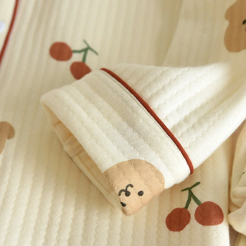 Autumn Winter Long Sleeve Trousers Pijama Suit Cute Pajamas Set Sleepwear Thicken Warm Female Loungewear Cotton Female Pyjama