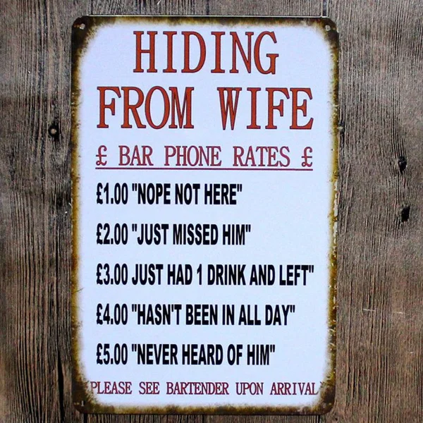 

Hiding From Wife Family Rule Metal Tin Sign Vintage Plates For Wall Pub Home Art Retro Bar Decoration