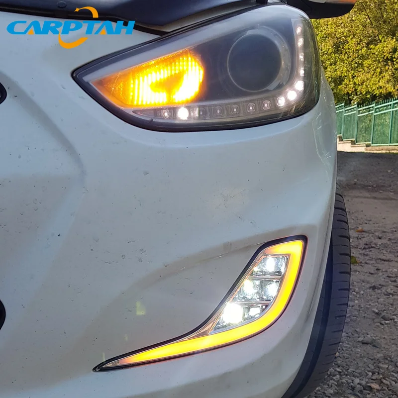 Светодиодный дневной светильник для Hyundai Accent Solaris 2010 2013 Водонепроницаемый желтый