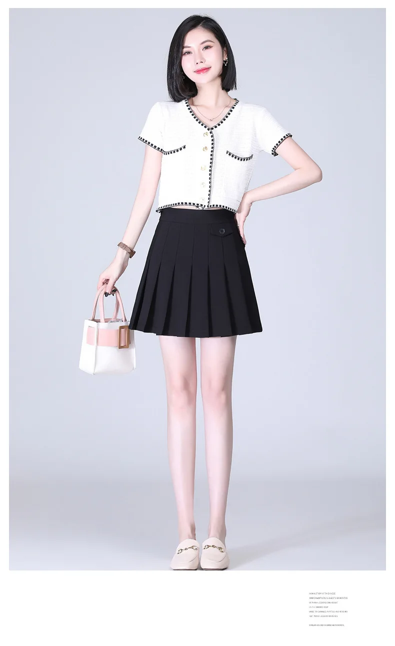

Women High Waist Black Mini Pleated Skirt Spring Summer Slim Casual Korean Elegant Office Lady Plus Size Work Short Skirts 9967