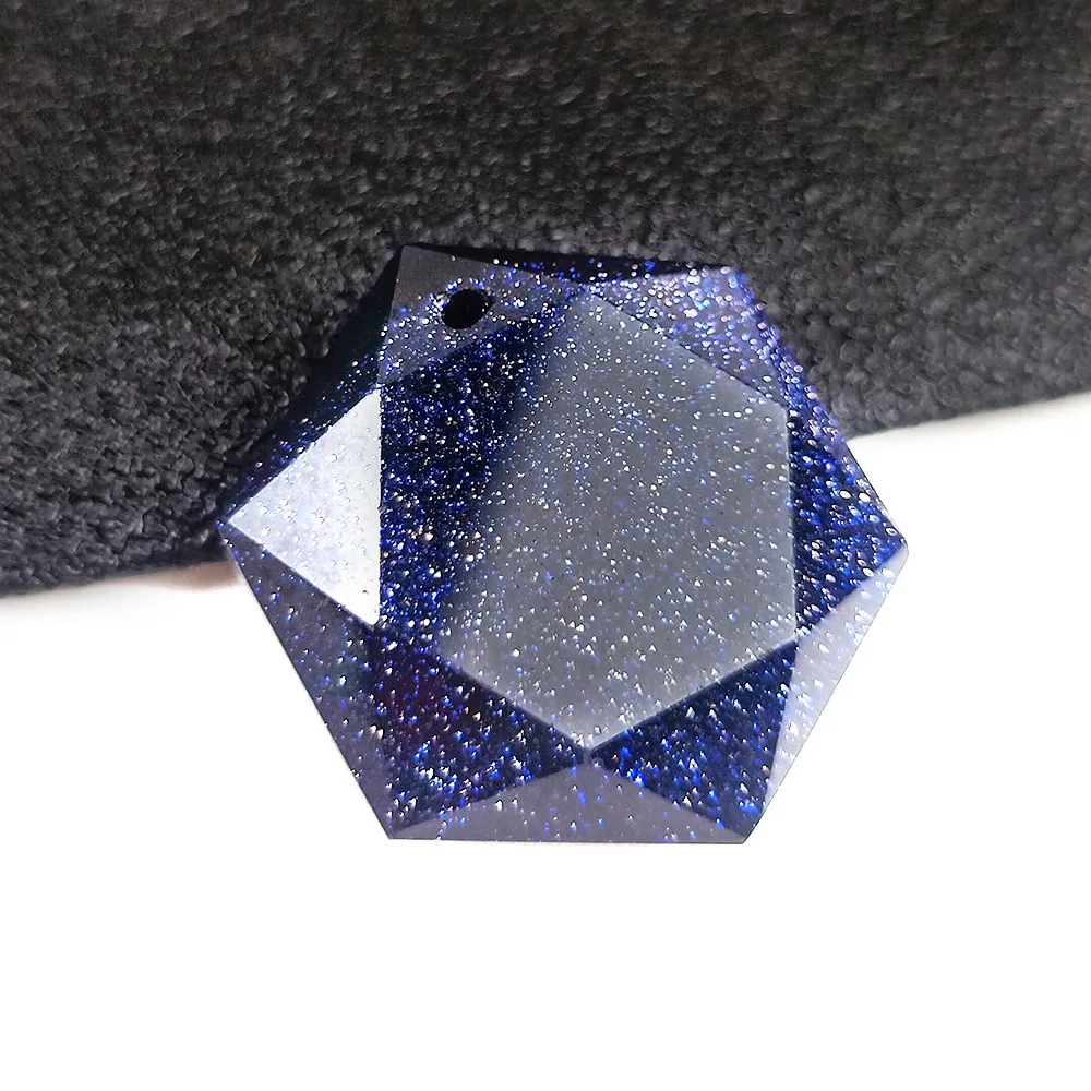 Натуральный камень шесть с рисунком пятиконечной звезды Синий Золотой песка