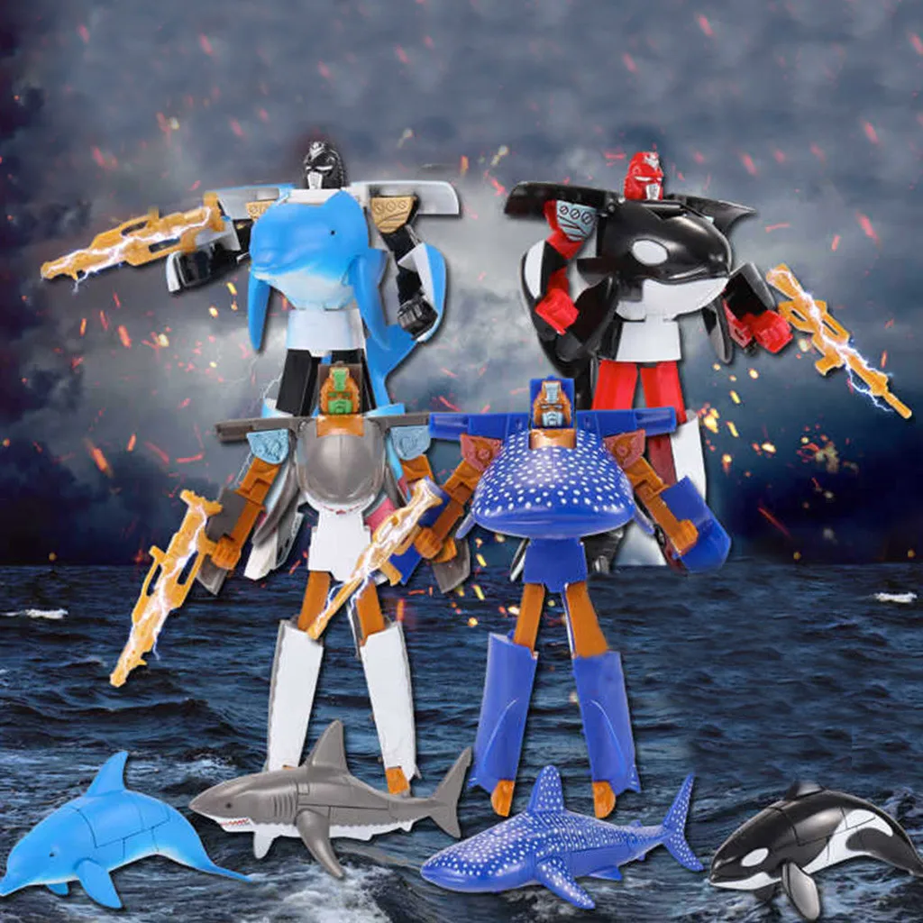 

Children's Toy Transformer Robot Shark Ocean Anime Figurine Hobby Constructor Gift Action Figure Toys for Children oyuncak
