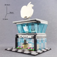 hot creative city architecture street view apple flagship store mobile phone shop building blocks model figures bricks toys gift