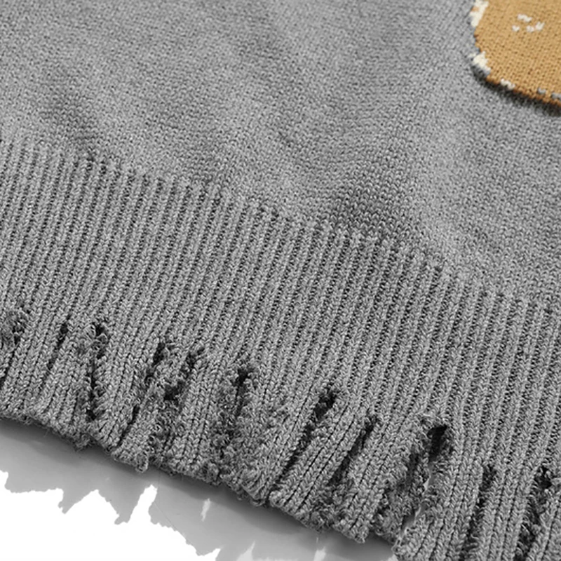 

Hip Hop Autumn Casual Mens Sweaters Streetwear Men Sweaters Teddy Bear Pattern Harajuku Vintage Cotton Oversize O-neck Pullover