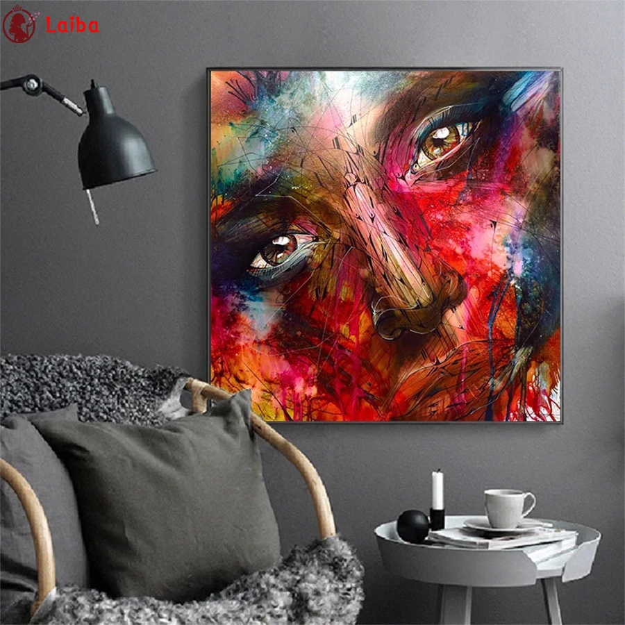 

full drill square Crystal Paintings Abstract portrait art, painted woman Diamond Embroidery Full round 5d Diy diamond painting