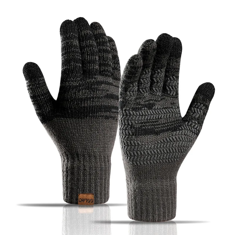 Перчатки для сенсорных экранов зимние шерстяные вязаные мужские перчатки женские теплые варежки для улицы вождения холоднозащитные перча...