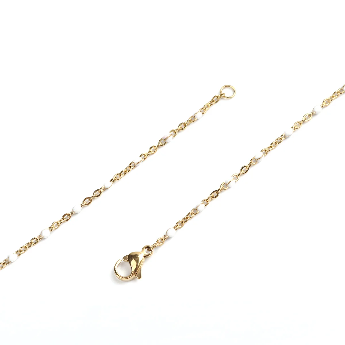 

Ladies Stainless Steel Necklace Link Cable Chain Enamel Beads Boho Jewelry Collar 60cm Long Chain Necklace Party Jewelry Gifts