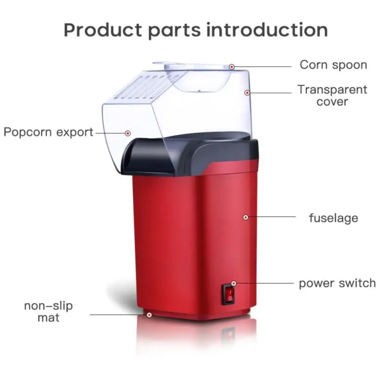 

Mini Electric Popcorn Maker Hot Air Oil-free Health Quick Corn Popper Making Machines For Movie Children Snacks Gift