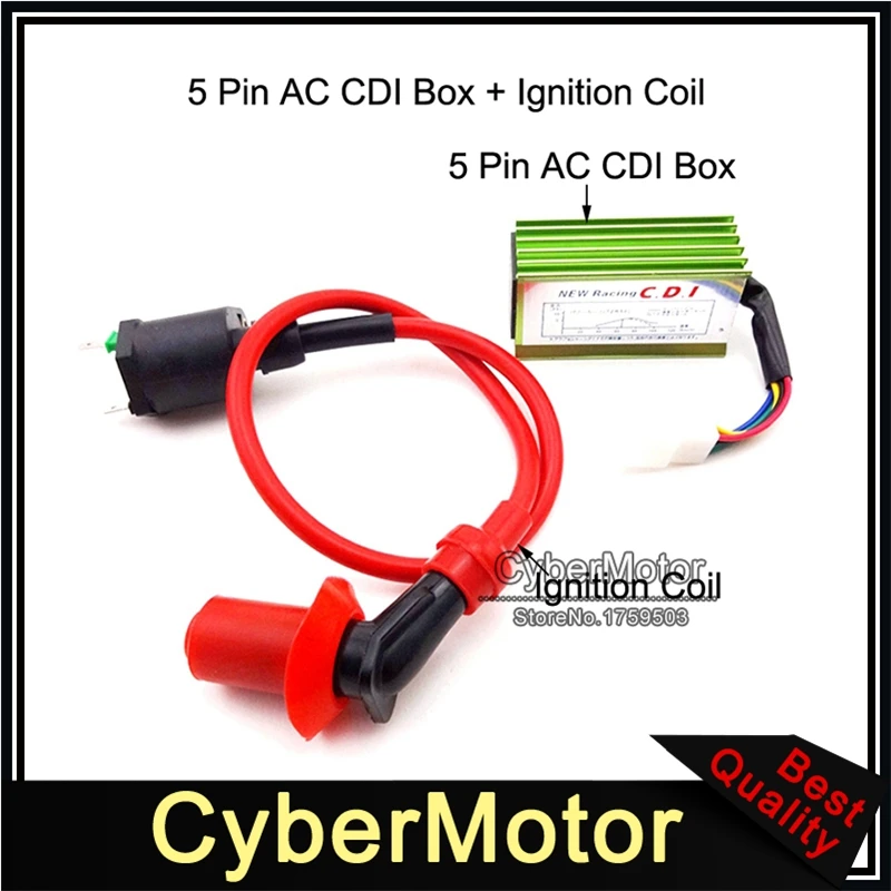 Гоночный 5-контактный AC CDI + Катушка зажигания для двигателя 50cc 70cc 90cc 110cc 125cc карта