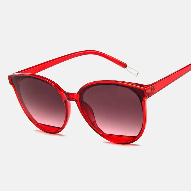 

Classic Oval Red Ladies Fashion Round Frame Sunglasses Mirror Female Vintage Plastic Ocean Sun Glasses Rimmed Eyewear
