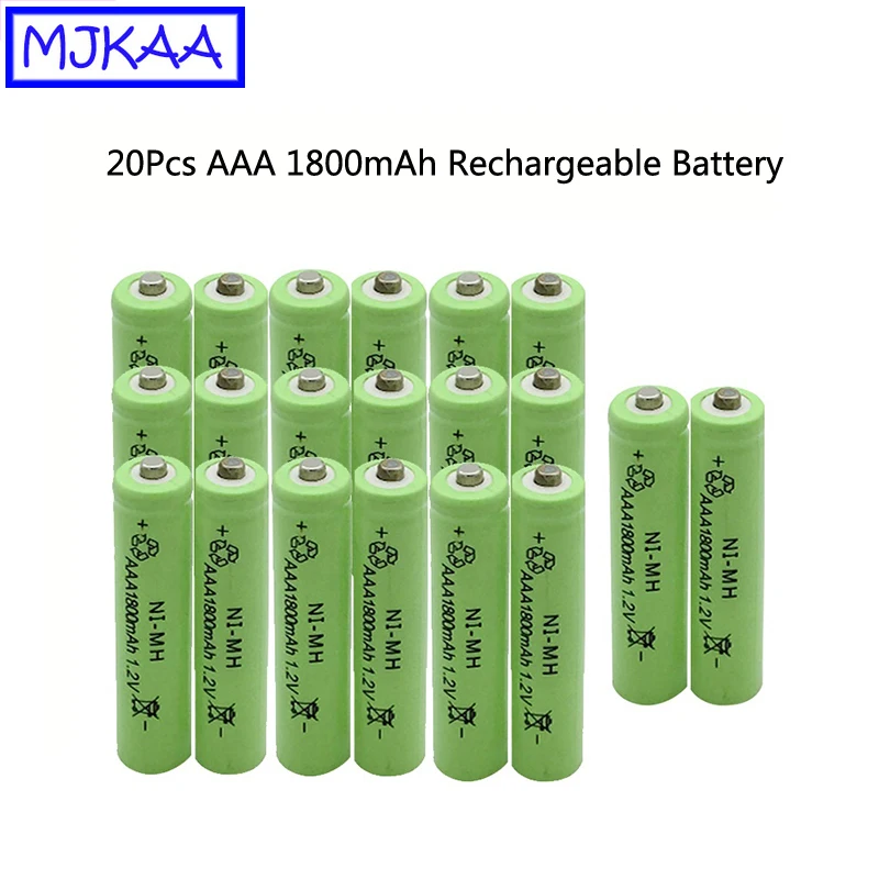 MJKAA 12/20 шт. AAA 1800 мАч 1,2 никель-металл-гидридный аккумулятор с напряжением Перезаряжаемые Батарея 3A Hign качество батареи для пульта дистанционного Управление акумуляторная батарея