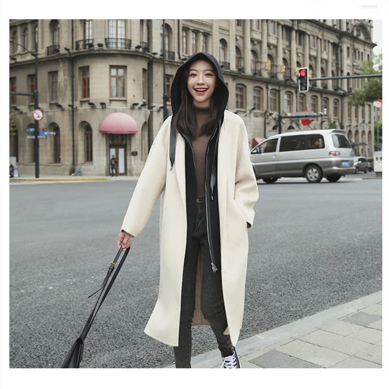 

2020New Women's autumn winter pure color long coat female vintage single breasted loose slim outware chic Blouse Cost-effective